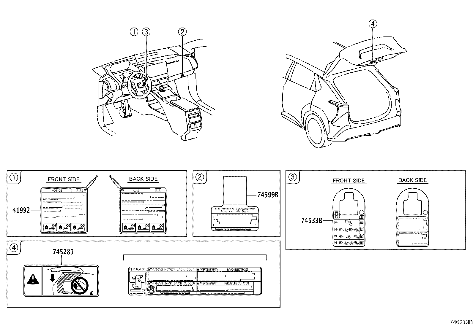 Diagram CAUTION PLATE (EXTERIOR & INTERIOR) for your Subaru Solterra  