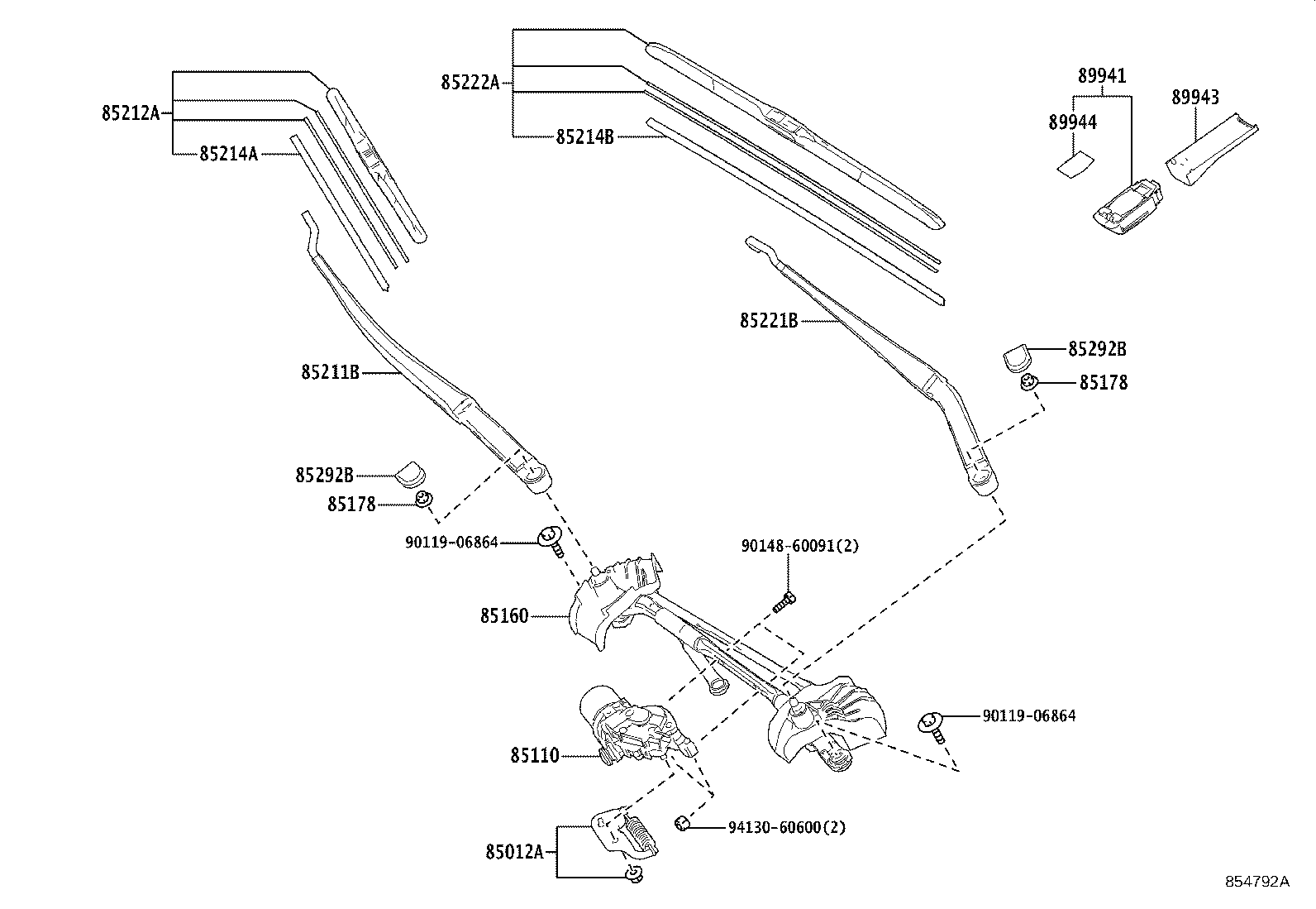 Subaru Solterra Cap Wiper Arm Head (Front). WINDSHIELD - 8529213010 ...