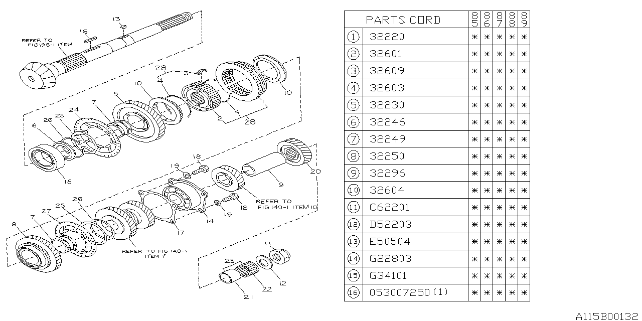 Diagram MT, DRIVE PINION SHAFT for your Subaru