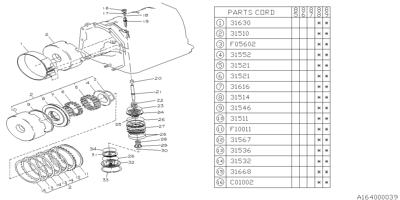 Diagram AT, REVERSE CLUTCH for your 2008 Subaru WRX  SEDAN 