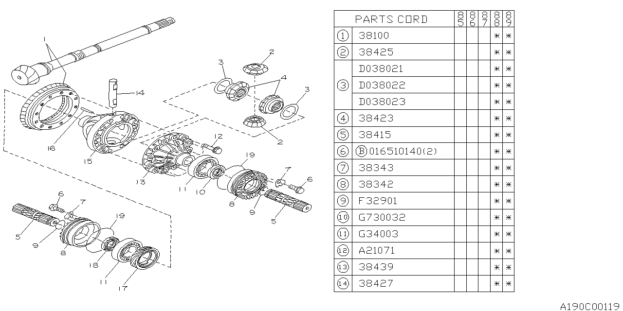 1986 Subaru XT GL Circlip (inner). Differential, driveline ...