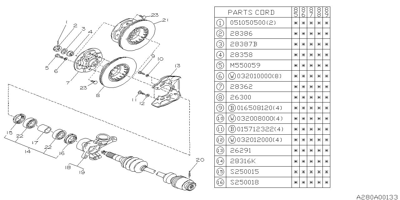 Diagram FRONT AXLE for your 2009 Subaru Tribeca   