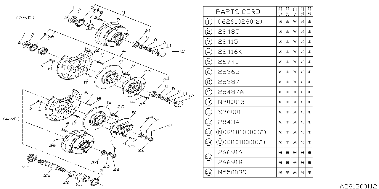 Subaru RX Wheel Lug Stud. Hub Bolt (Front). AXLE, REAR - 623603003 ...