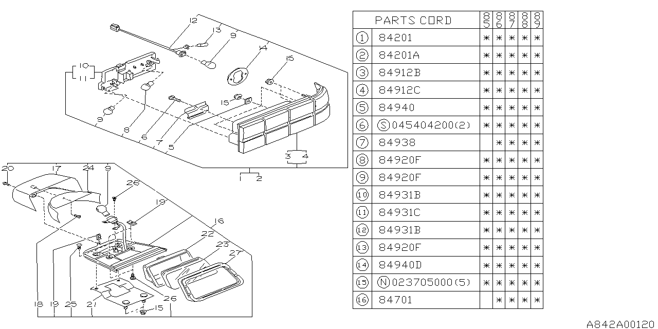 Diagram LAMP (REAR) for your Subaru