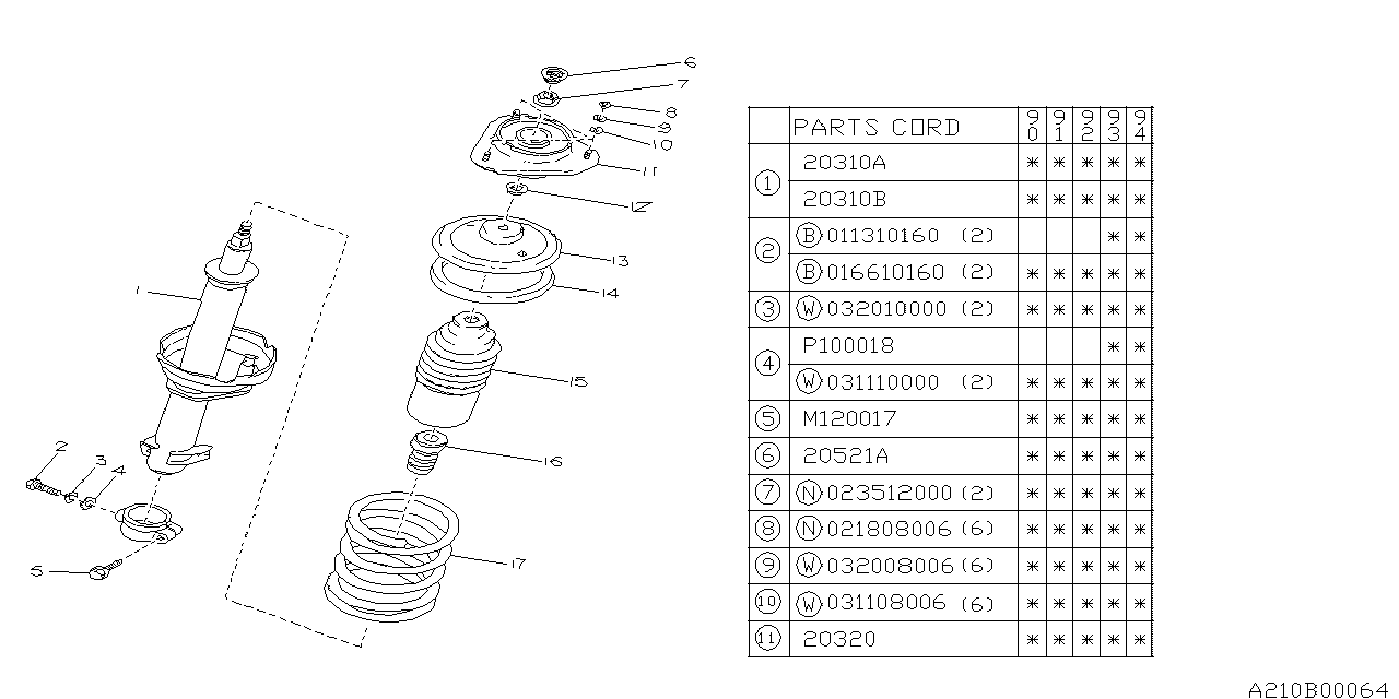 Diagram FRONT SHOCK ABSORBER for your Subaru