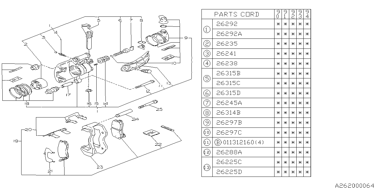 Diagram FRONT BRAKE for your 2023 Subaru Impreza   