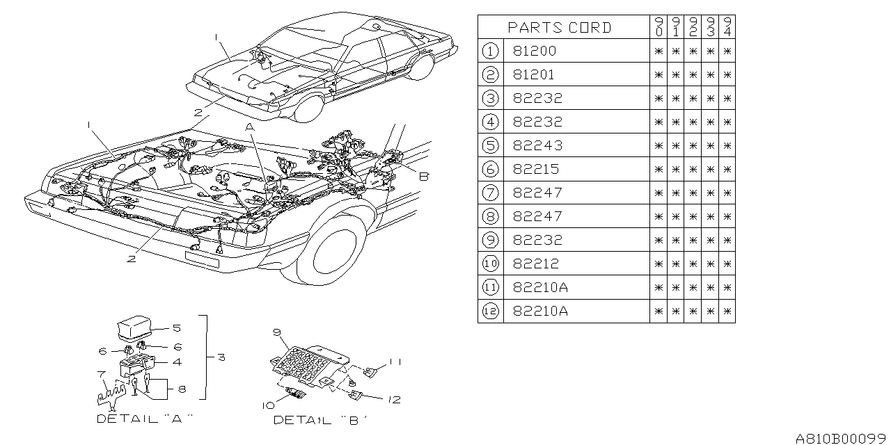 Diagram WIRING HARNESS (MAIN) for your Subaru