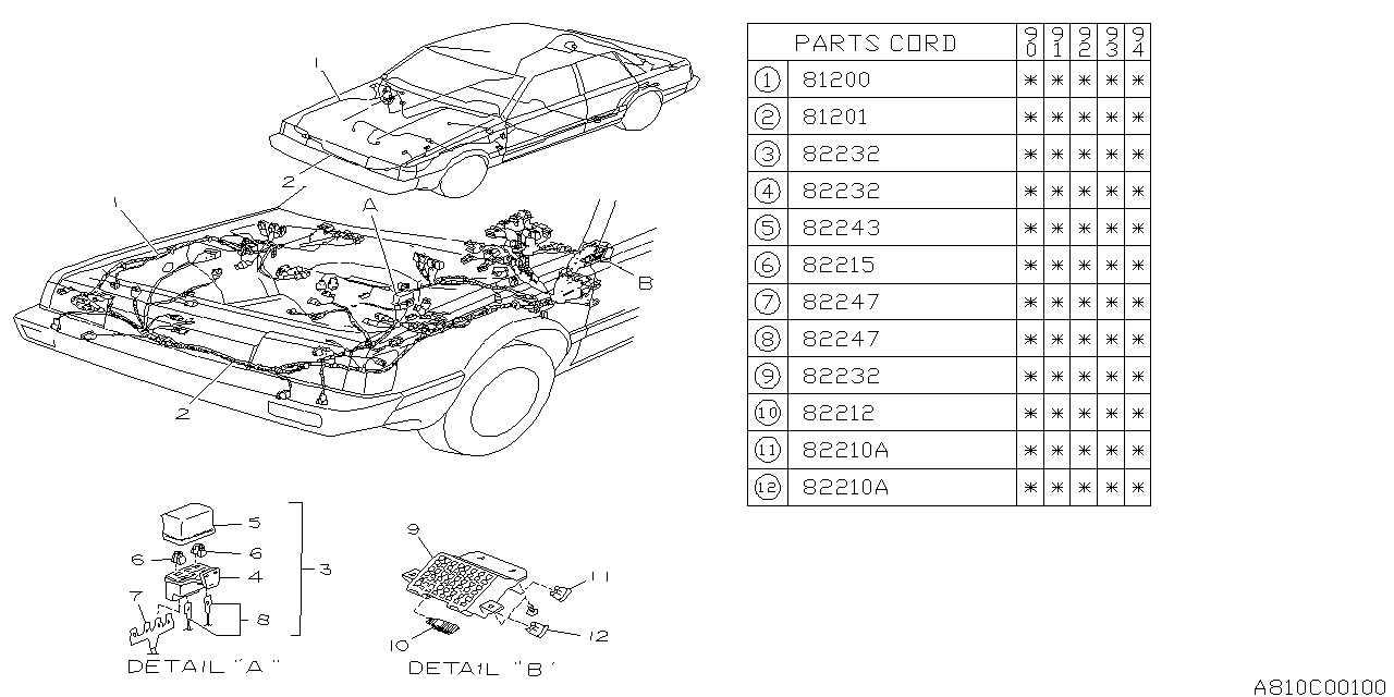 Diagram WIRING HARNESS (MAIN) for your Subaru