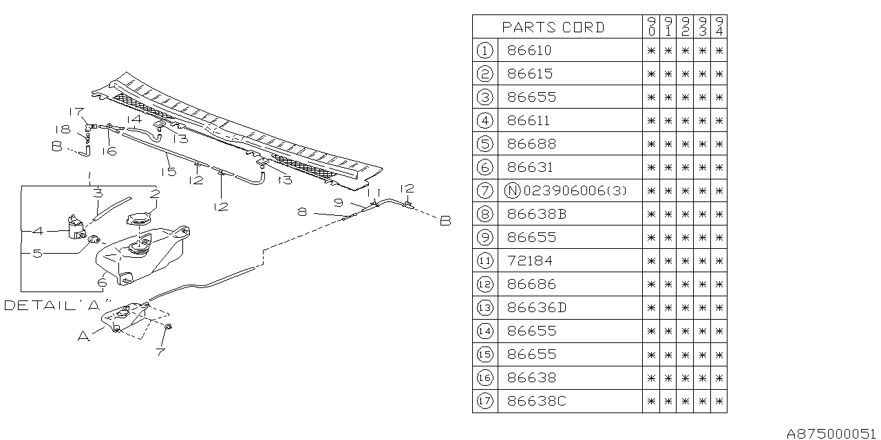 Diagram WINDSHIELD WASHER for your 2002 Subaru Impreza  TS Wagon 