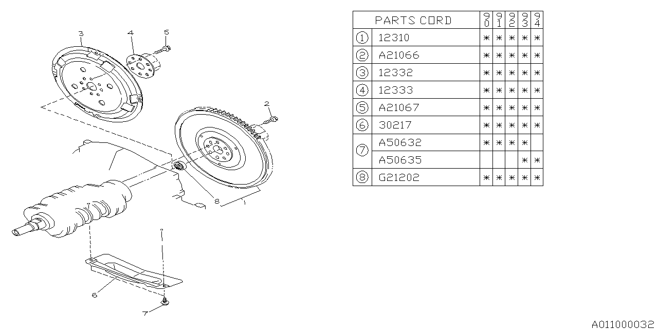 Diagram FLYWHEEL for your Subaru