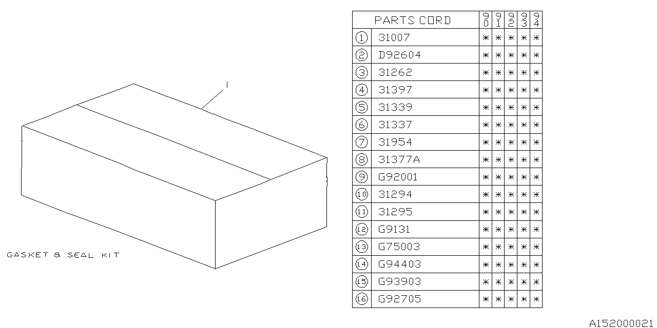 Diagram AT, GASKET & SEAL KIT for your 2014 Subaru Impreza  Limited Sedan 