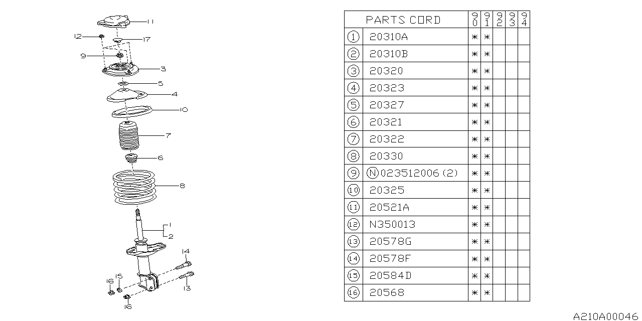 Diagram FRONT SHOCK ABSORBER for your 2024 Subaru Crosstrek   