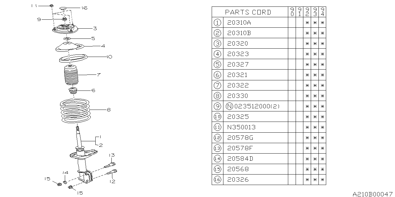 Diagram FRONT SHOCK ABSORBER for your 2009 Subaru Forester   