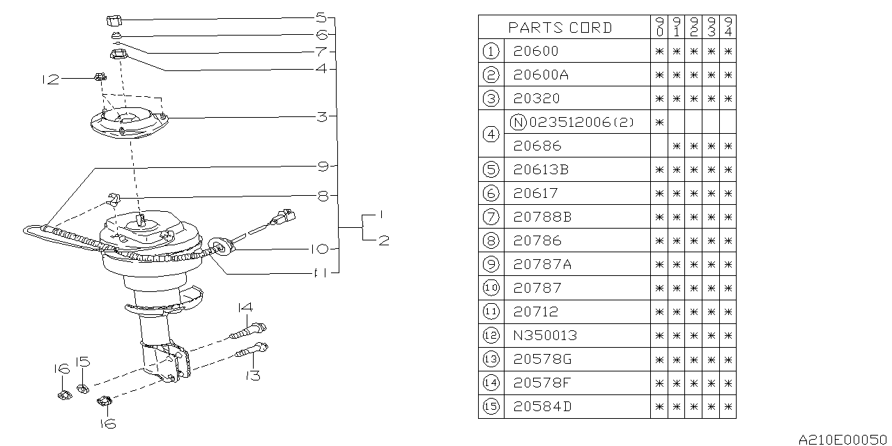 Diagram FRONT SHOCK ABSORBER for your 2011 Subaru WRX   