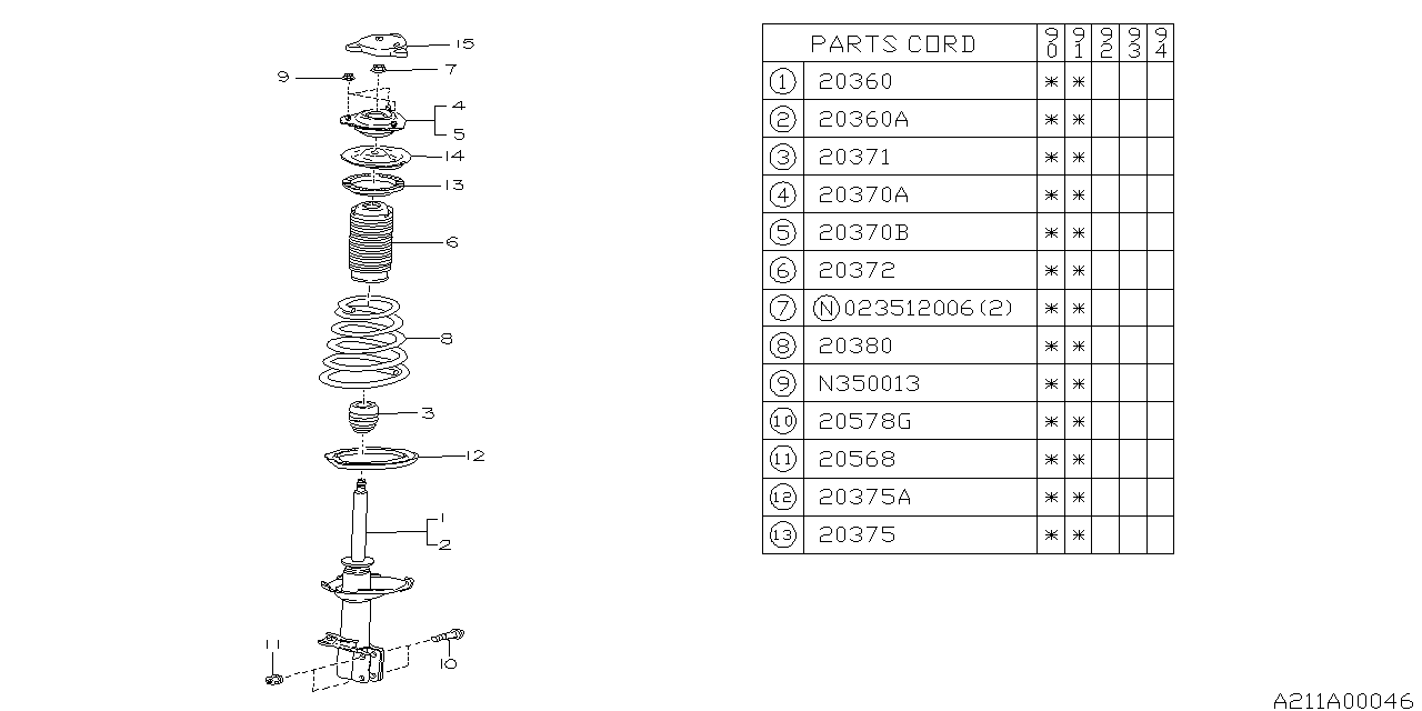 Diagram REAR SHOCK ABSORBER for your 2011 Subaru Forester   