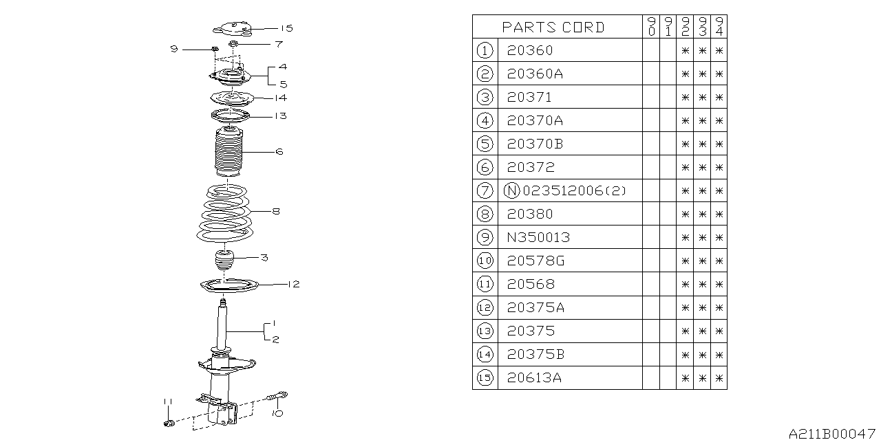 Diagram REAR SHOCK ABSORBER for your 2014 Subaru Tribeca   