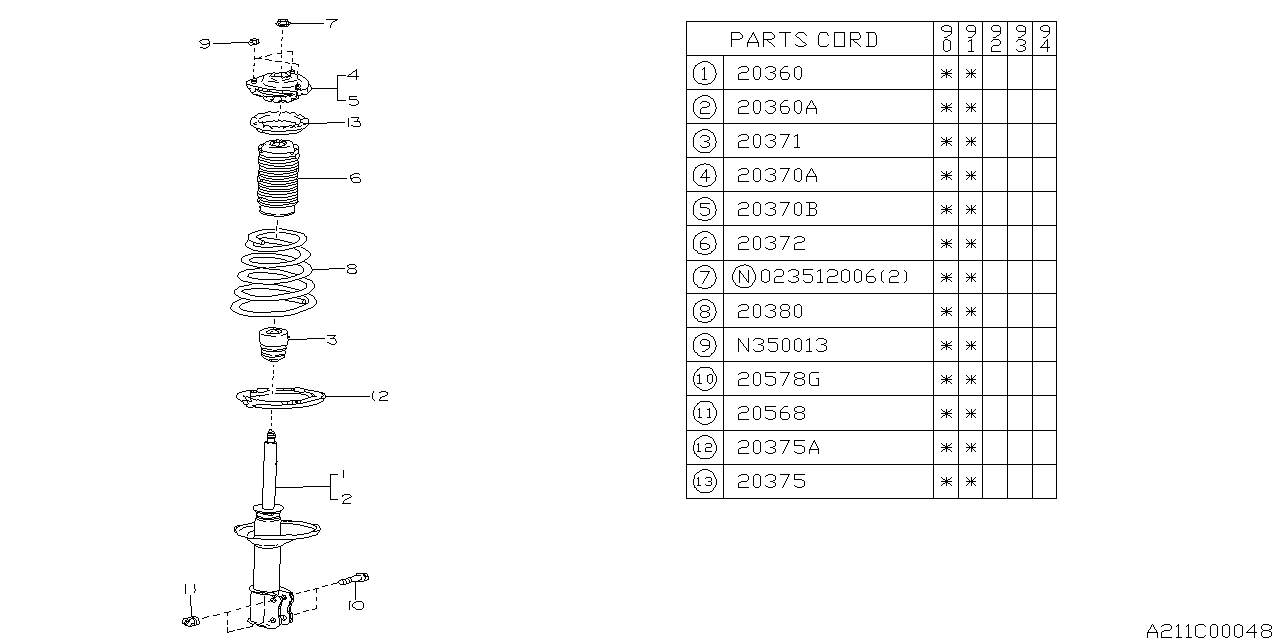 Diagram REAR SHOCK ABSORBER for your 2011 Subaru Tribeca   