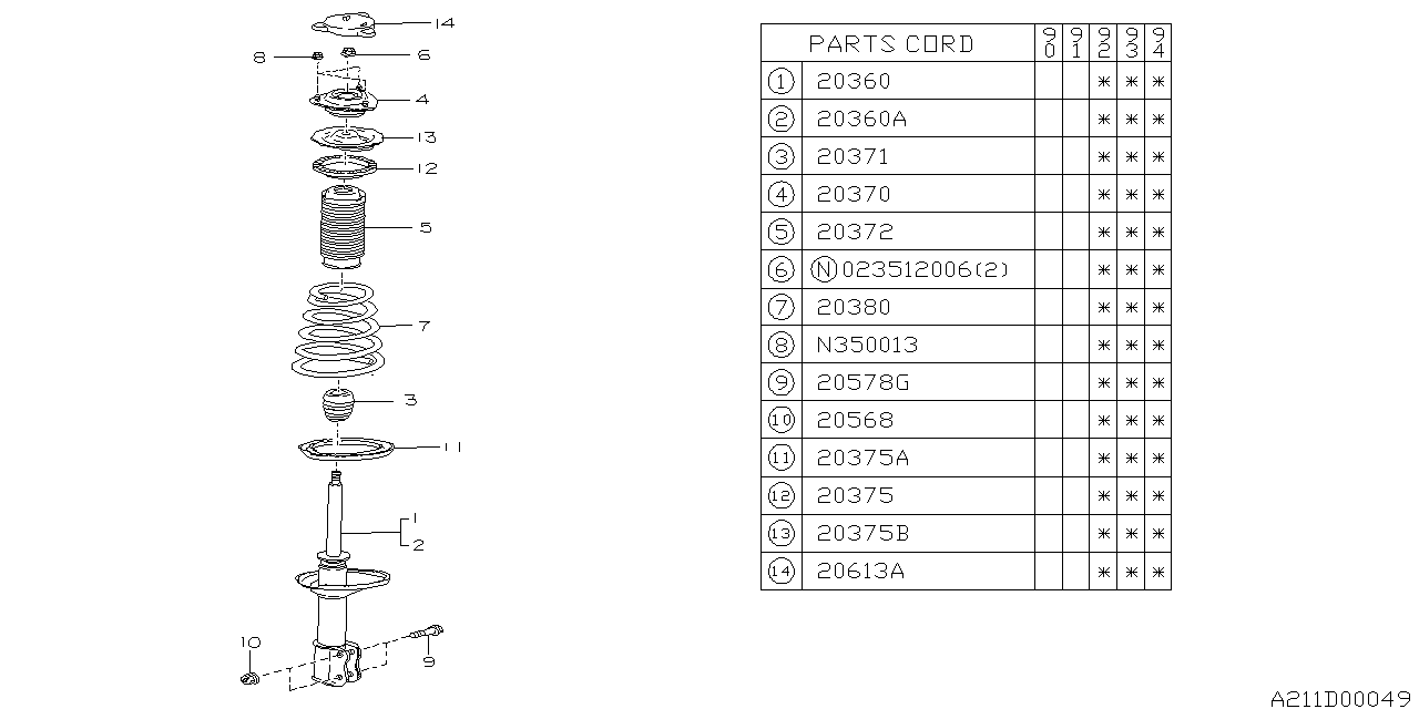 Diagram REAR SHOCK ABSORBER for your 2015 Subaru Impreza   