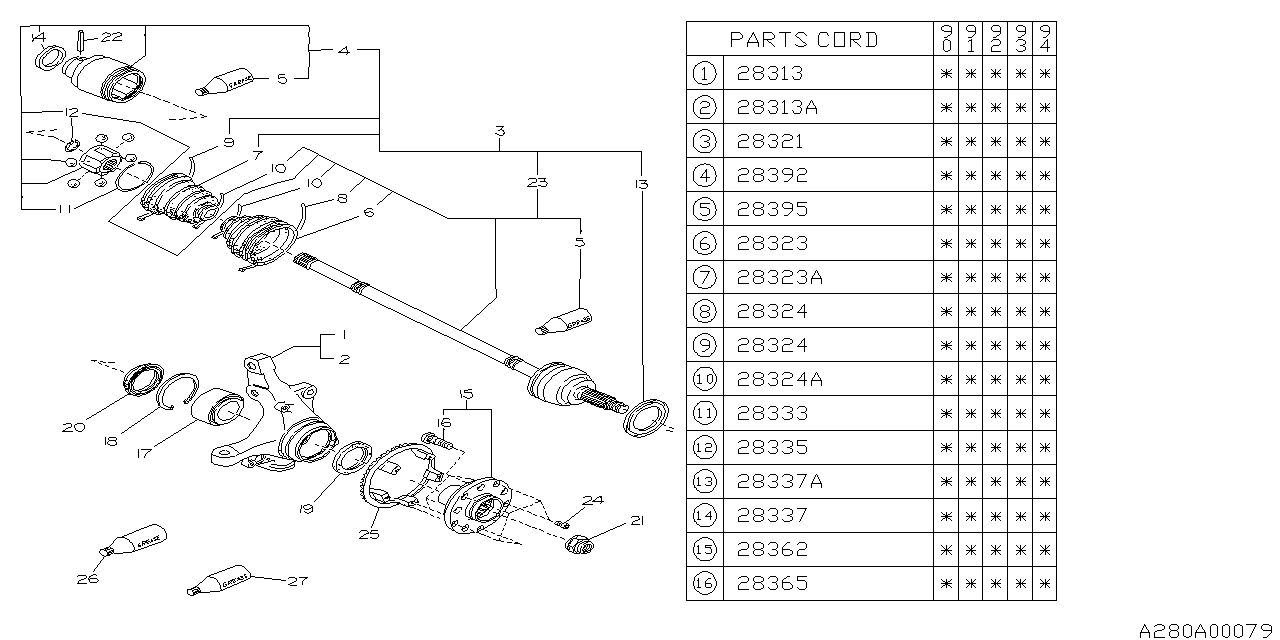 Diagram FRONT AXLE for your 2014 Subaru Outback  Premium w/EyeSight 