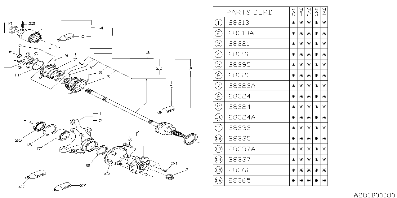 Diagram FRONT AXLE for your 2023 Subaru BRZ   