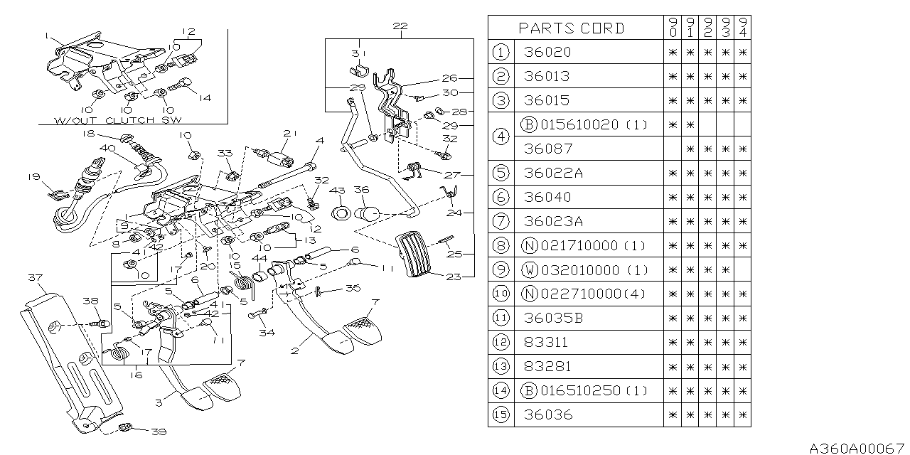 PEDAL SYSTEM (MT) Diagram