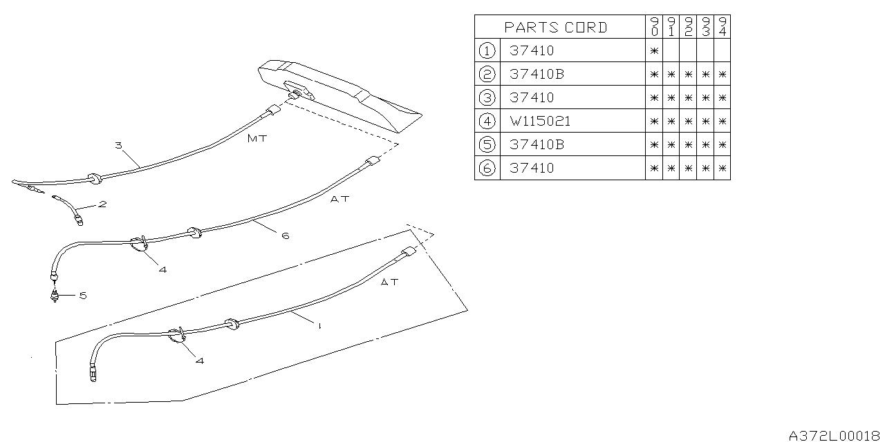 Full size assembly image of SPEEDOMETER CABLE (1/1)