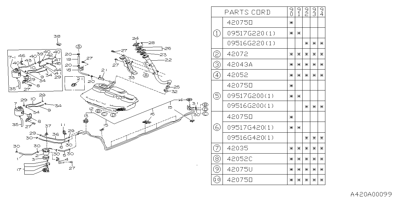 Diagram FUEL PIPING for your Subaru