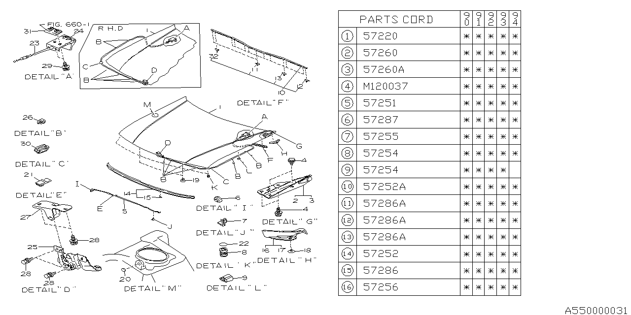 Diagram FRONT HOOD & FRONT HOOD LOCK for your 2016 Subaru Outback   