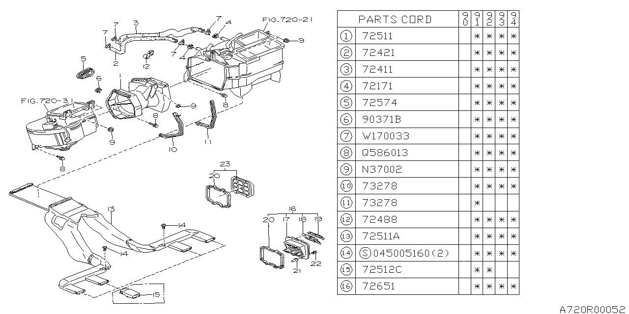 Diagram HEATER SYSTEM for your Subaru