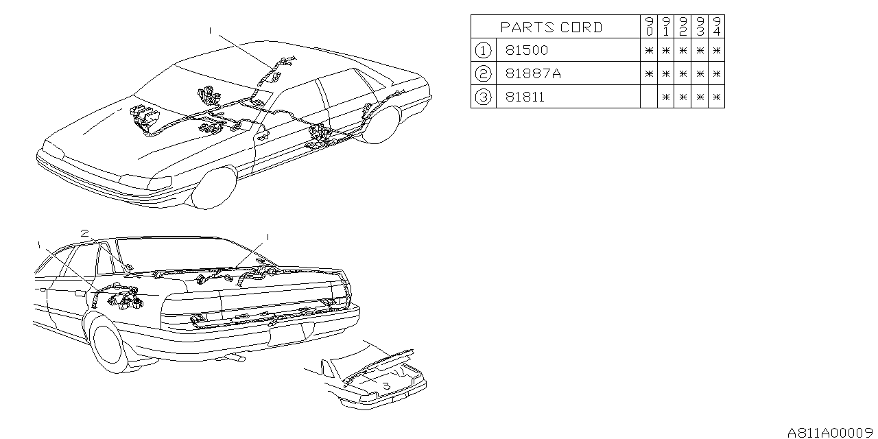 Full size assembly image of WIRING HARNESS (REAR) (1/1)