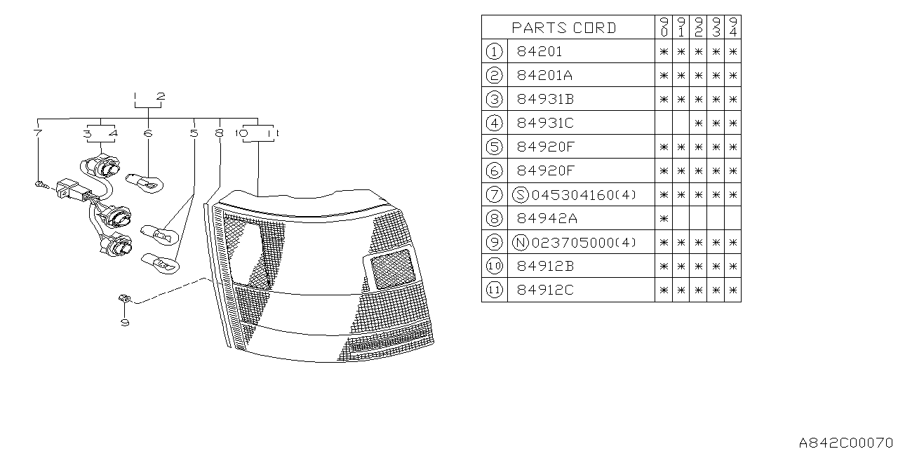 Diagram LAMP (REAR) for your Subaru