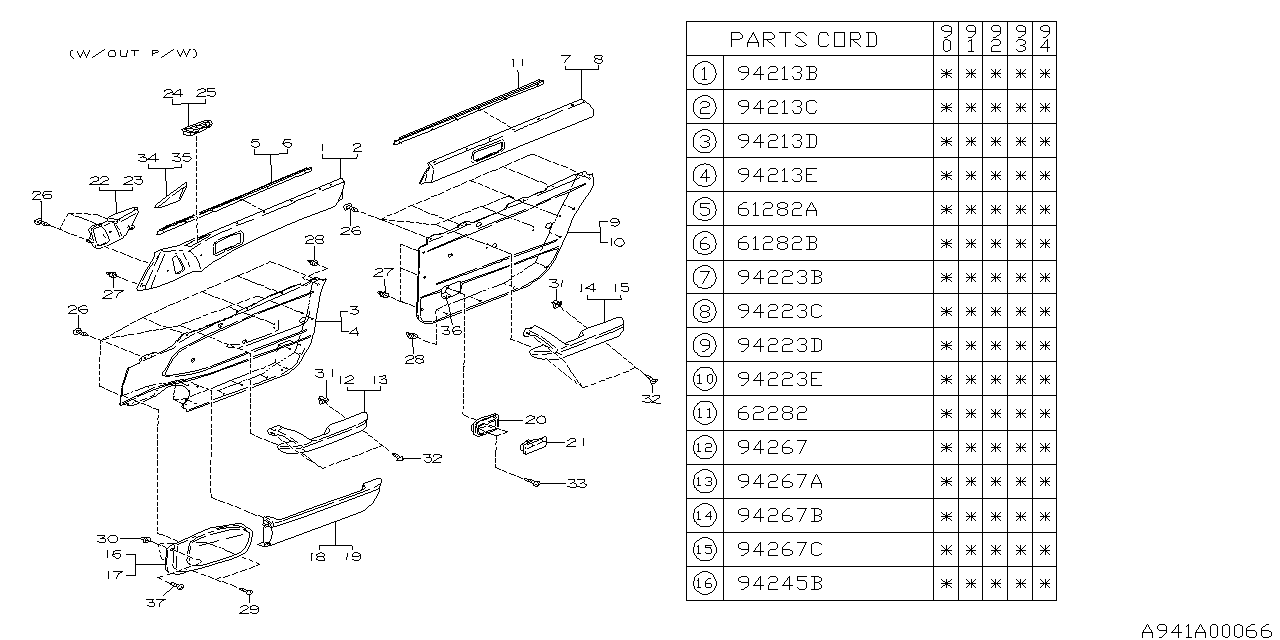 Diagram DOOR TRIM for your 2010 Subaru Legacy   