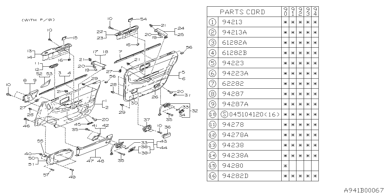 Diagram DOOR TRIM for your 2010 Subaru Legacy   