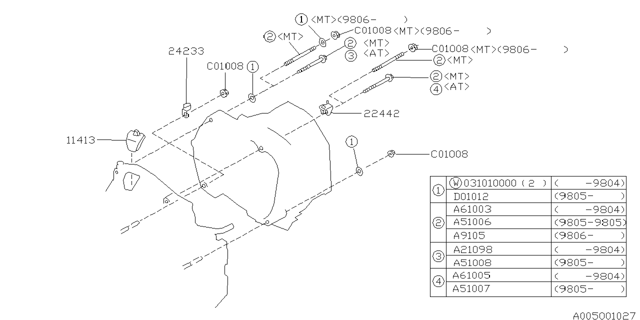 Diagram TIMING HOLE PLUG & TRANSMISSION BOLT for your 2018 Subaru Crosstrek   