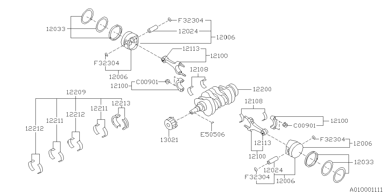 Diagram PISTON & CRANKSHAFT for your 2004 Subaru Outback  SUS FLAT6 SEDAN 