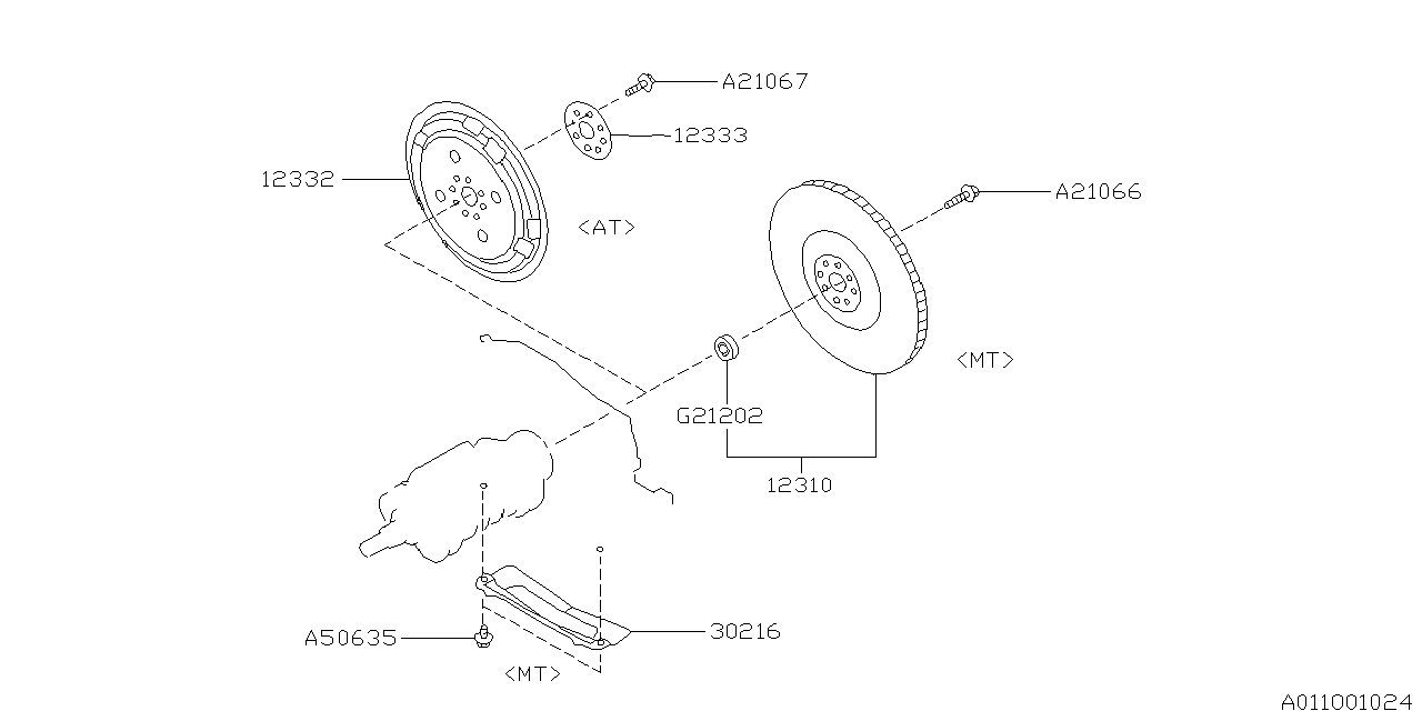 Diagram FLYWHEEL for your 2003 Subaru Impreza (251) AT 4WD TS Wagon 