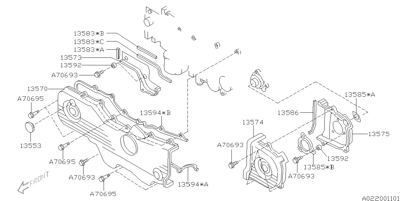 Diagram TIMING BELT COVER for your 2013 Subaru Impreza  Sedan 