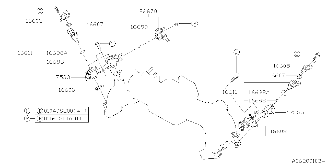 Diagram FUEL INJECTOR for your 2004 Subaru Impreza   