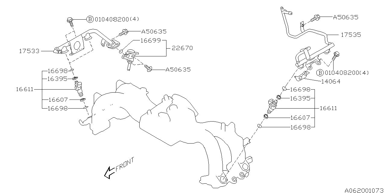 Diagram FUEL INJECTOR for your 2004 Subaru Impreza   