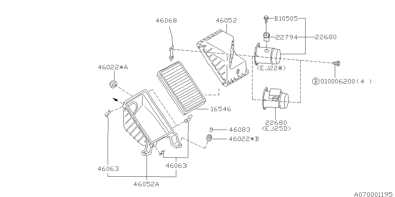 Subaru Outback Mass Air Flow Sensor. Air Flow Meter Sensor - 22794AA000