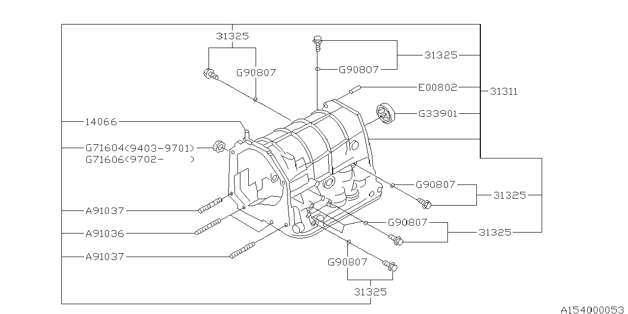 Diagram AT, TRANSMISSION CASE for your 1996 Subaru Legacy  GT Wagon 