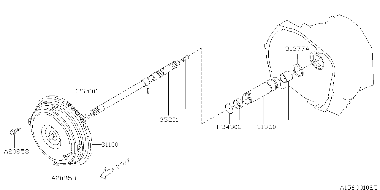 Diagram AT, TORQUE CONVERTER & CONVERTER CASE for your 1996 Subaru Legacy  LS-I WAGON 