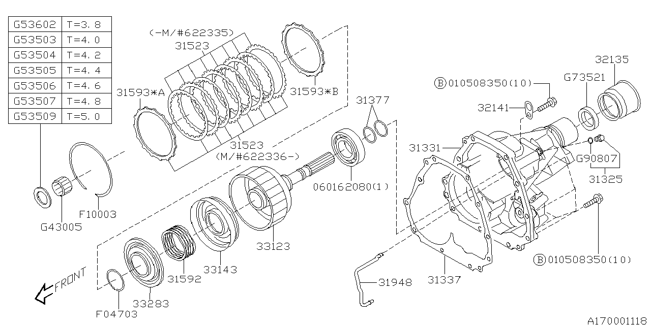 Diagram AT, TRANSFER & EXTENSION for your Subaru