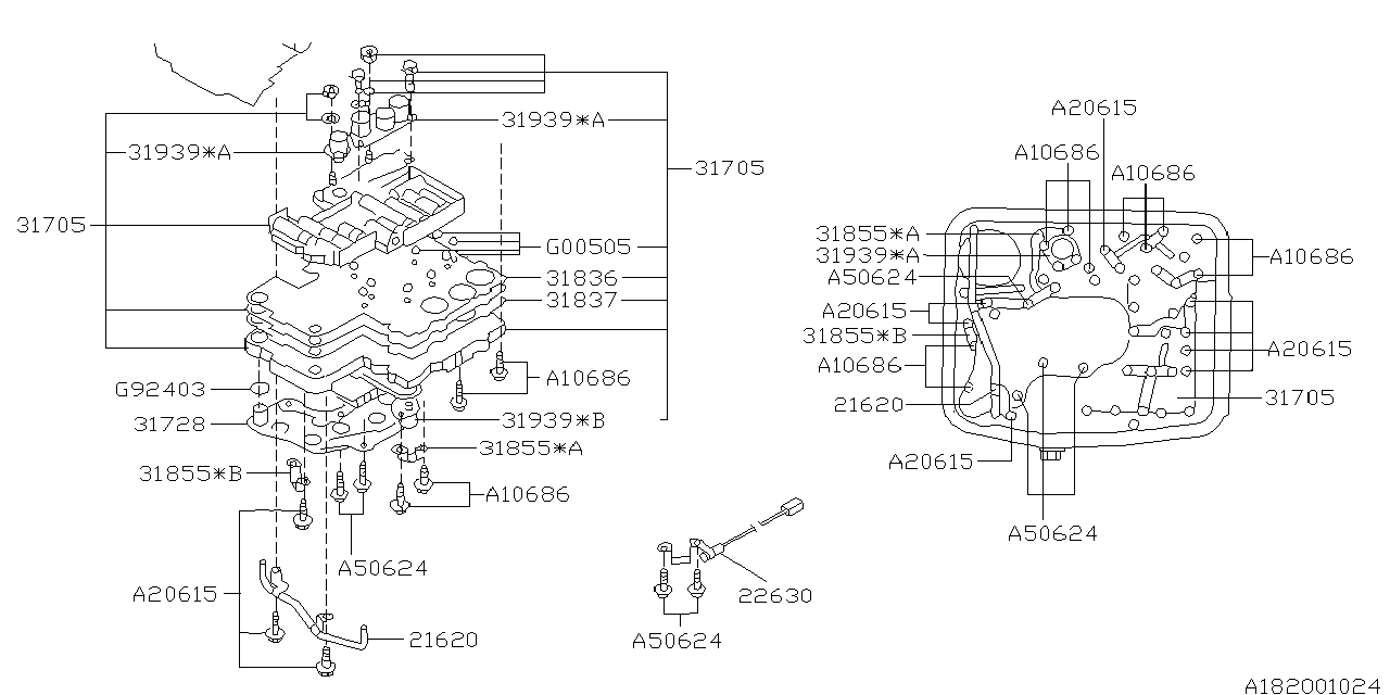 Diagram AT, CONTROL VALVE for your 2009 Subaru Impreza 2.5L AT Sedan 