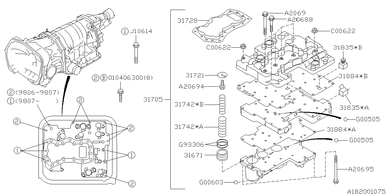 Diagram AT, CONTROL VALVE for your 2005 Subaru Impreza  RS-PRO SEDAN 