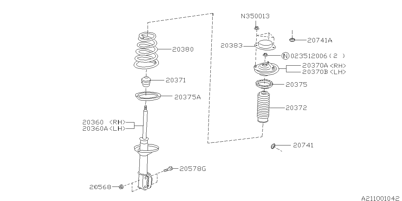 Diagram REAR SHOCK ABSORBER for your 2008 Subaru Forester   