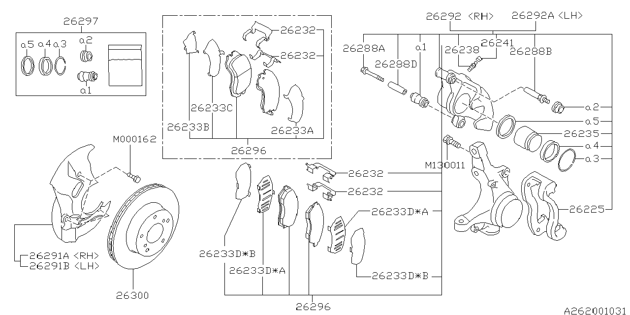 Diagram FRONT BRAKE for your 2001 Subaru Impreza  RS Sedan 