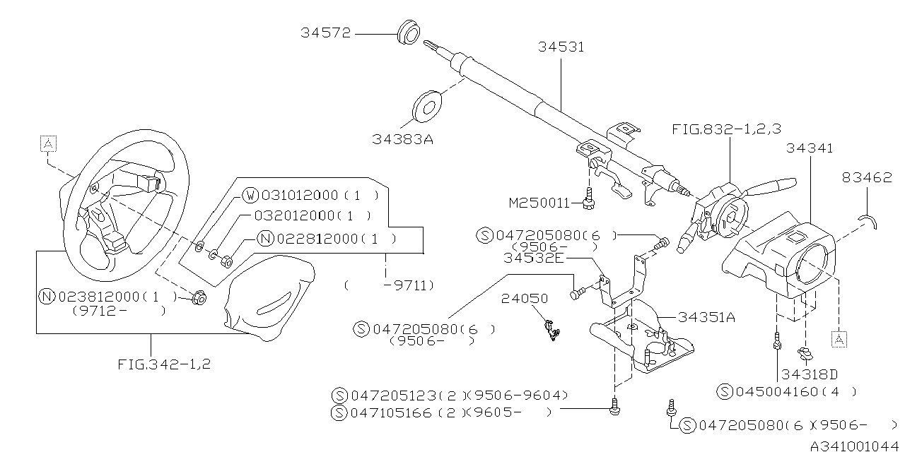 Diagram STEERING COLUMN for your 2011 Subaru STI   