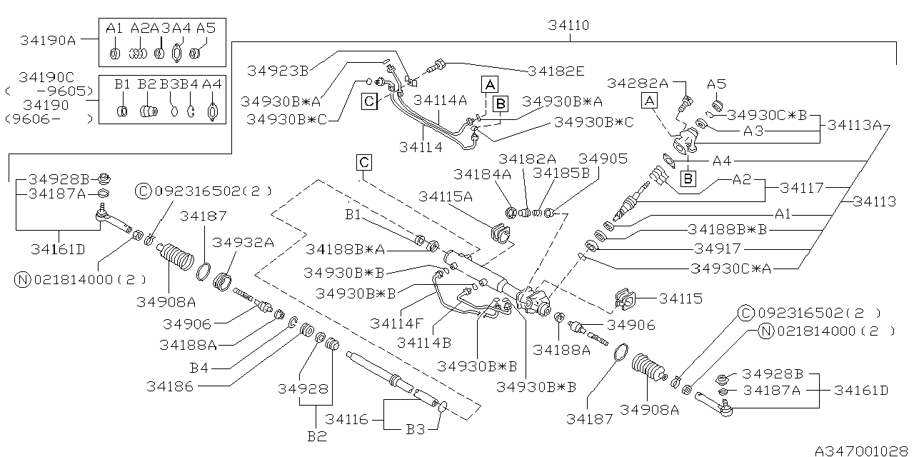 Diagram POWER STEERING GEAR BOX for your 2002 Subaru Impreza   