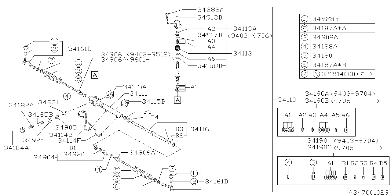 Diagram POWER STEERING GEAR BOX for your 2001 Subaru STI   